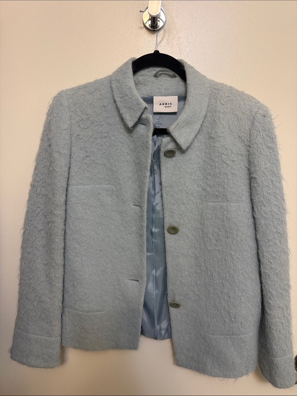Akris Punto Light Blue Blend Button Front Jacket